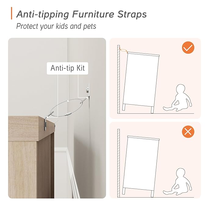 WAMPAT 2-in-1 Baby Dresser for Bedroom, Elegant Kids Dresser Wooden Dresser for Kids Room, 7 Drawer Dresser Set Organizer for Children's Bedroom, Nursery Furniture, Beige