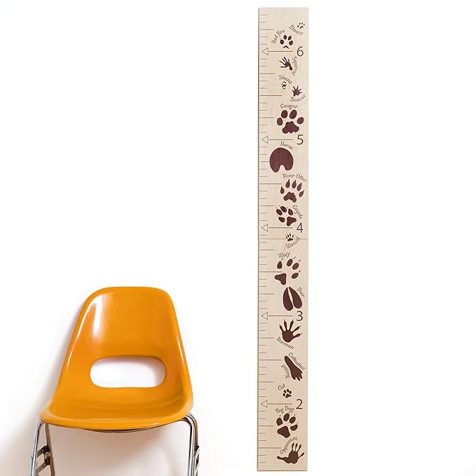 Headwaters Studio Safari Height Growth Chart - Nursery Animal Tracks Wall Decor, Wooden Growth Chart, Height Chart for Kids, Growth Chart for Wall, Baby Height Growth, Growth Record, Height Ruler