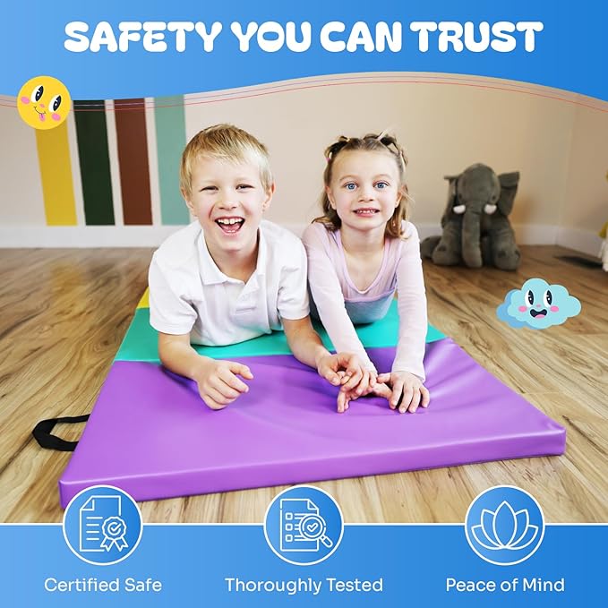New Bounce Tumbling Mat for Kids - Gymnastics Mat - Folding Exercise Tumble Mat for Home Gyms