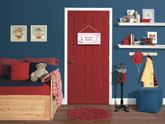 Personalized Name's Pretty Pink cartoon flower-butterfly Nursery Kid's Children's Girls Bedroom Door Sign Wood Plaque Sign Wall Decor Gift