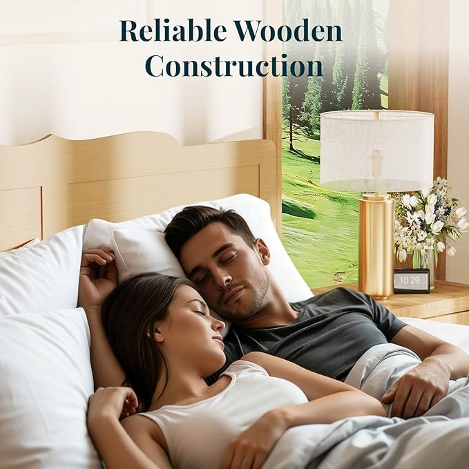 King Bed Frame and Headboard, Wooden Platform Bed with Wood Slats Support, Modern Bed Frame with Storage&Charging Station, No Box Spring Needed, Easy Assembly, Noise Free, Natural