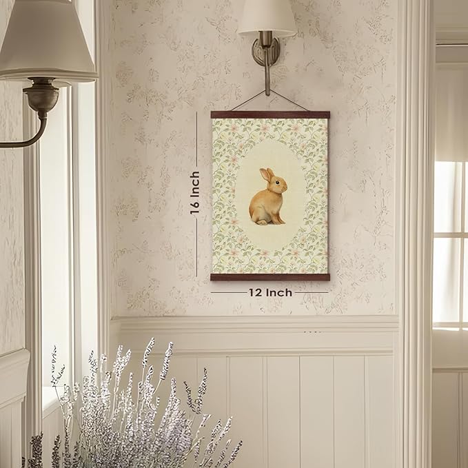 Wheatwin Nursery Decor, Vintage Baby Girl Nursery Wall Decor for Playroom Girls Boys Kids Room Bedroom, Animal Rabbit Goose Wildflower Floral Canvas Pictures Framed Art Decorations 12x16