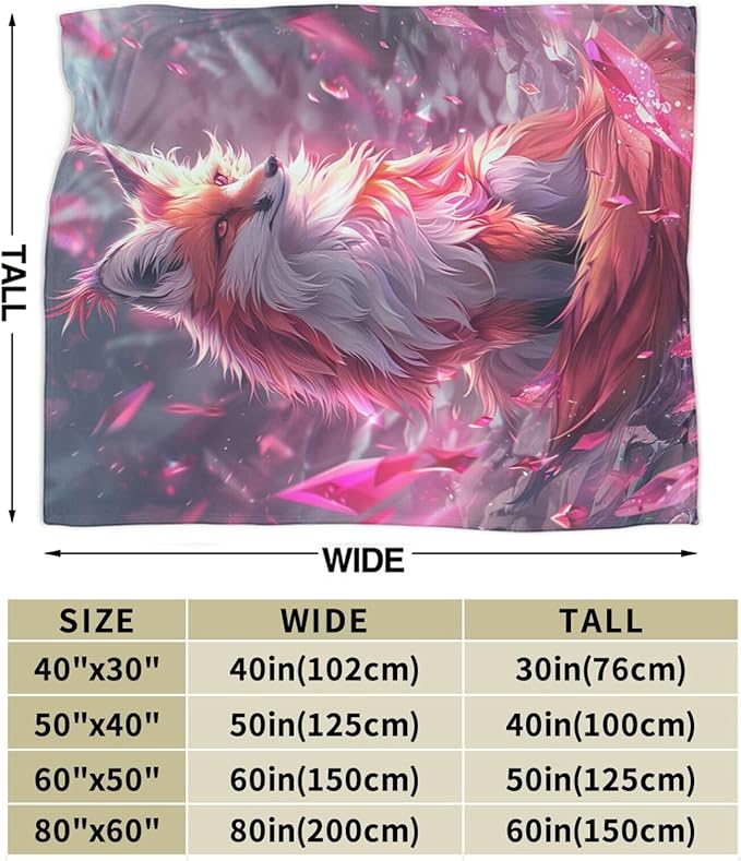 Fox Blanket Foxes Throw Blanket Animals Flannel Stuff Merch Cozy Decor Fleece Plush Fuzzy Warm Soft Lightweight Bedding Gifts for Fox Lover Women Men Girl Boy Couch 80"X60"