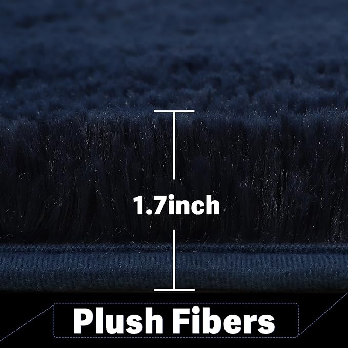 BENRON Navy Blue Fluffy Rugs for Living Room Bedroom 4x6, Soft Plush Fuzzy Shaggy Rugs for Kids Girls Boys Room Decor, Washable Indoor Floor Carpets