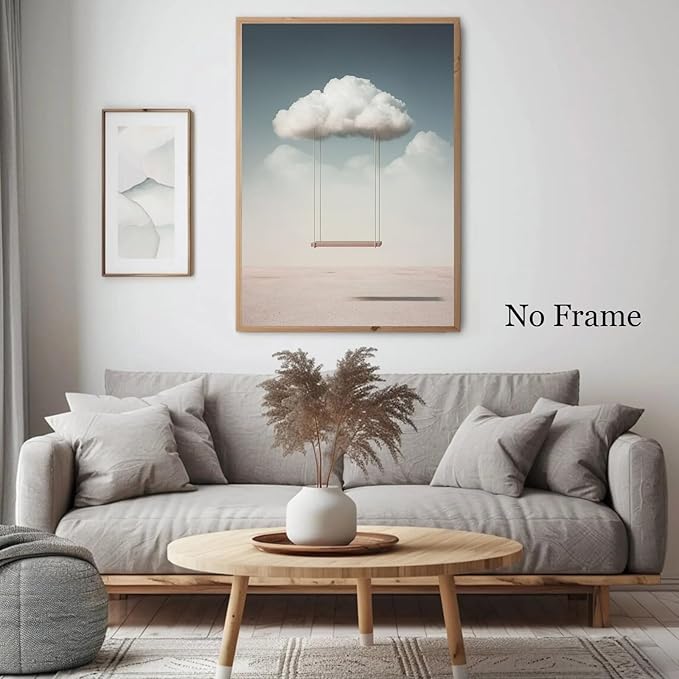 Clouds Canvas Wall Art Modern Abstract Prints Modern Clouds Wall Art White Clouds Poster Swing Wall Art Nature Landscape Prints Cloud Swing Wall Art Blue Sky Landscape Nature Art 16x24inch Frameless