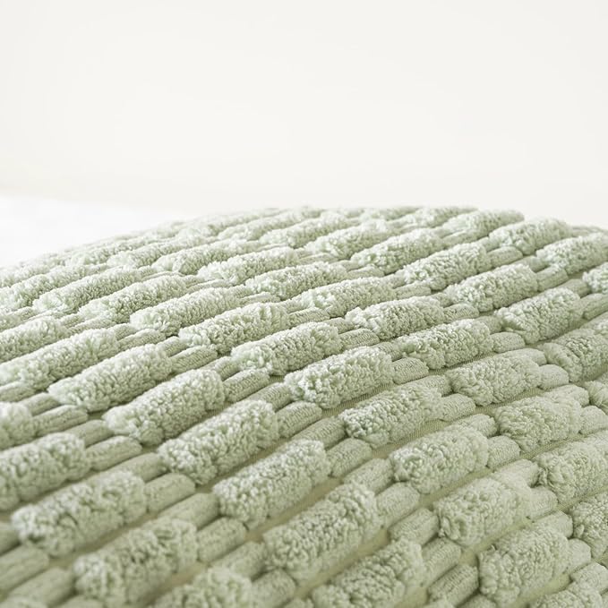 Fancy Homi 2 Packs Sage Green Long Lumbar Decorative Throw Pillow Covers 14x36 Inch for Bed Couch Bedroom, Soft Corduroy Rectangle Solid Cushion Case 35x91 cm, Rustic Farmhouse Boho Room Décor