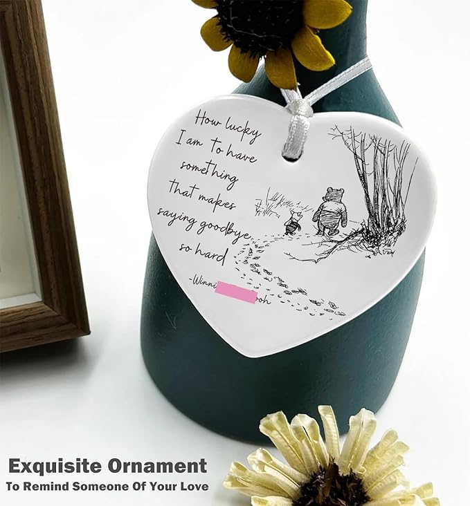 Friendship Gift for Goodbye Leaving Going Away Farewell How Lucky I Am to Have You-Ceramic Heart Shaped Ornament Keepsake-Desk Sign Decor-Double-Sided Printing-Appreciation Present