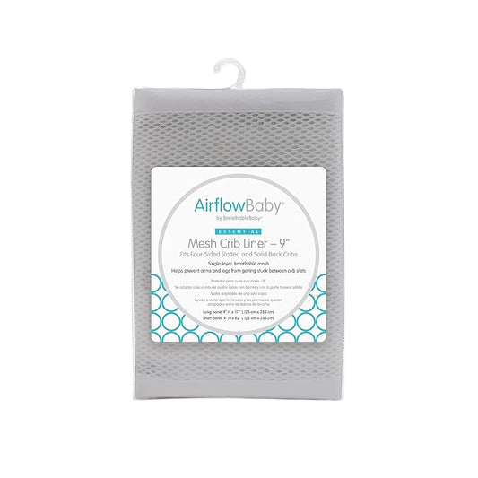 Breathable Mesh Liner for Full-Size Cribs, 9" H (23cm) Essential 2mm Mesh, White (Size 4FS Covers 3 or 4 Sides)