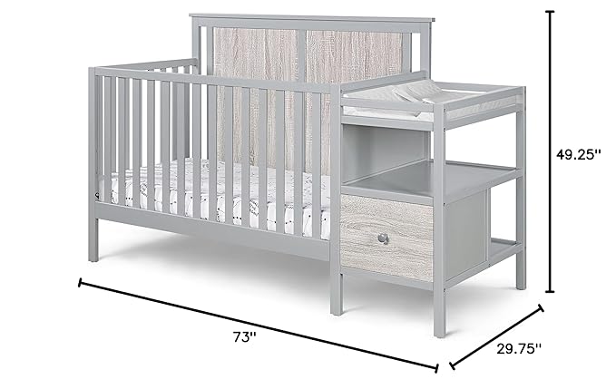 Suite Bebe Connelly 4-in-1 Crib and Changer Combo in Gray/Rockport Gray