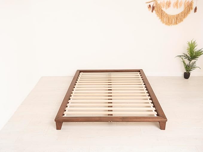 BUSYWOOD Japanese Style Bed Frame - Twin Toddler Bed Frame with Legs - Toddler Full Size Bed - Bed Base Queen - Solid Wood Platform Bed King - Bed Frame Wood - Platform Toddler Bed - Low Bed Frame