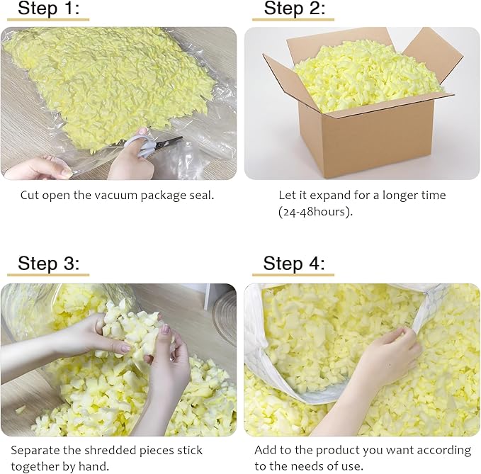 Jecqbor Bean Bag Filler: High-Density Ergonomic 20lbs Shredded Memory Foam Filling with Vacuum-Packed DIY Stuffing for Dog Beds, Punching Pillows & Kids Bean Bag Chair Refills