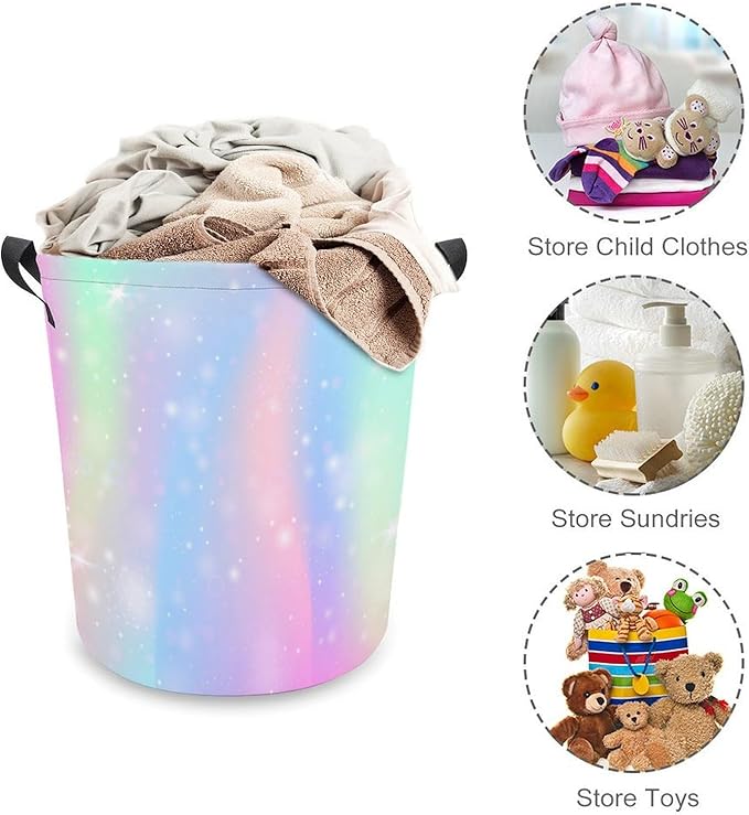 Rainbow Unicorn Laundry Basket Girls Hamper Dirty Clothes Basket Organizer Girls Bedroom Decor