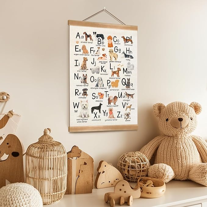 ZTGDA Alphabet Numbers Wall Art, Animal Alphaber&ABC Banner Poster, Letter Banner Wall Hanging Decor for Toddler Room Playroom Nursery Wall Classroom Decor 12x16inch(Forest animals ABC)