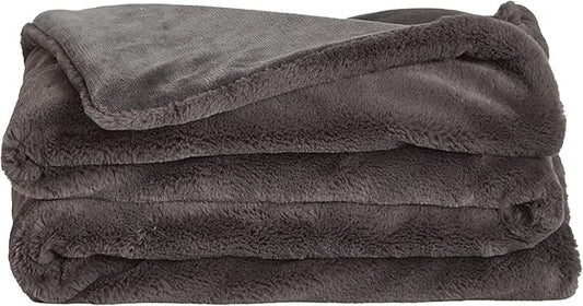 UnHide Lil’ Marsh - Faux Fur Blanket - Durable, Lightweight, Extra Soft Blanket - Machine Washable - Charcoal Charlie, X-Small (34” x 44”)
