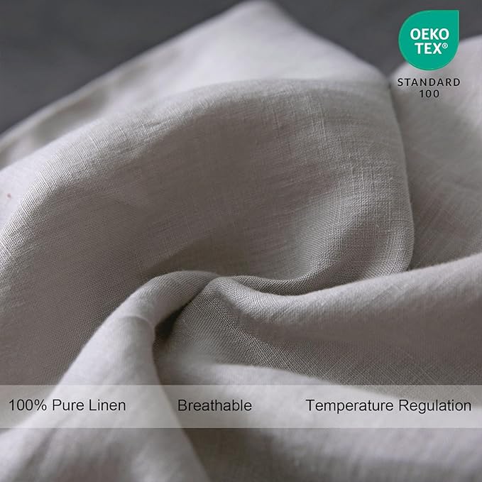 Ruffles Linen Pillowcase. Pure Flax Pillow Sham 100% French Linen Ruffled Pillow Cover, Standard, Queen, King Size 1 PCS (King, Silver)