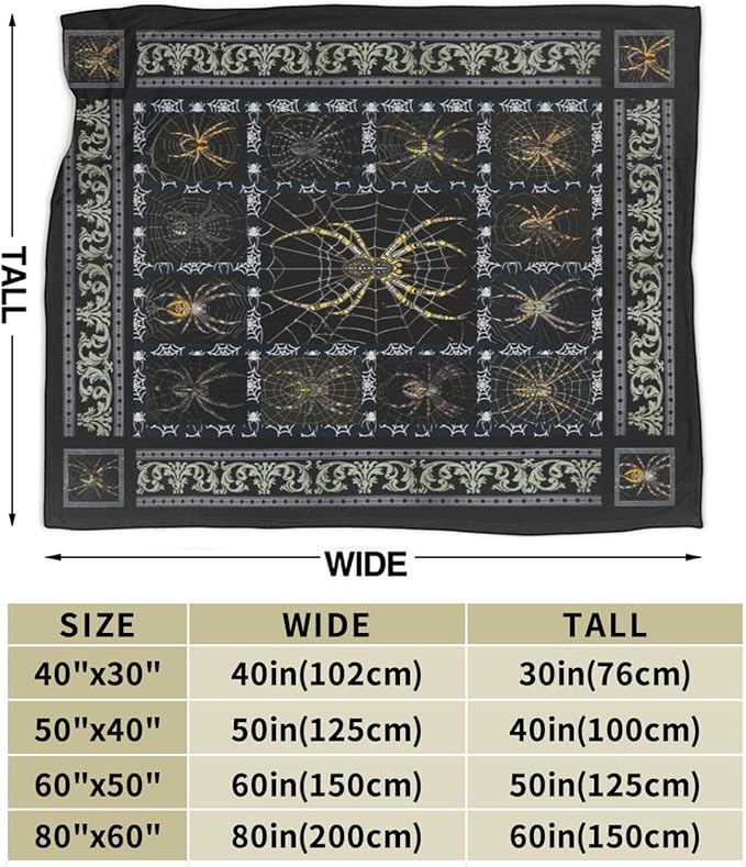 Spider Blanket Spider Throw Blanket Flannel Stuff Merch Cozy Decor Fleece Plush Fuzzy Warm Lightweight Bedding Gifts for Women Man Girl Boys Couch Soft 60"X50"