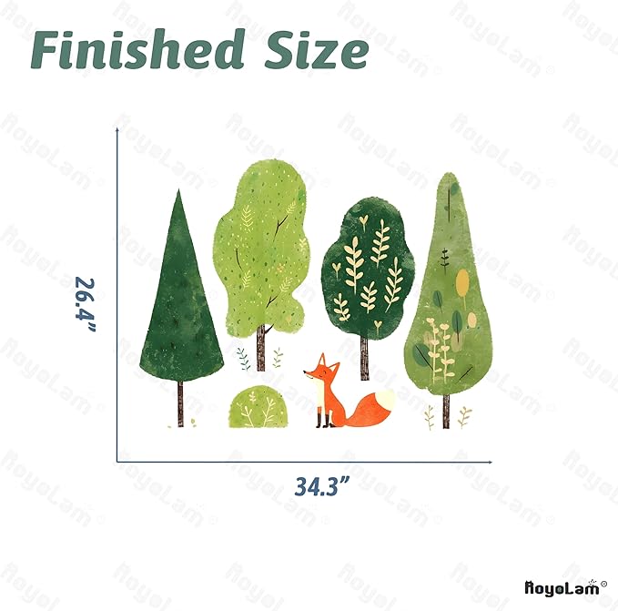 Trees and Fox Wall Decals Removable Cartoon Forest Vinyl Stickers for Nursery Living Room and Kitchen Botanical Decor Peel and Stick Wall Art