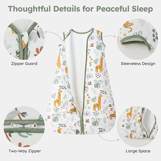Baby Sleep Sack 18-24 Months, 2.5 TOG Cotton Winter Baby Wearable Blanket with 2-Way Zipper, Warm Soft Sleeping Bag for Toddler Boy Girl, XLarge Giraffe
