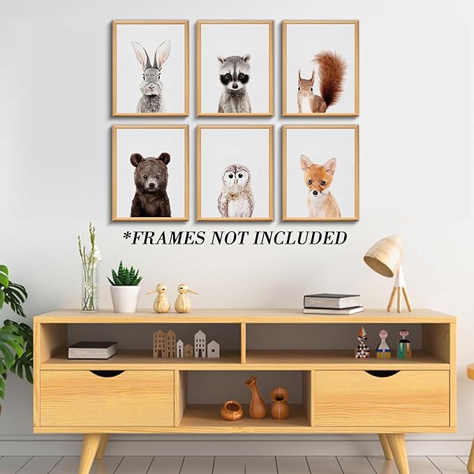 Jungle Safari Decor - Cute Animal Wall Art, Baby Bedroom Decor (8"x10", UNFRAMED) (Forest)