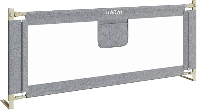 Bed Rails for Toddlers, Toddler Bed Rails, Bed Rail for Baby - Adjustable Height Bed Guard with Child Safety Lock,Universal Fit for King/Full/Twin Beds (Grey, 1 Side 70.8Inch)