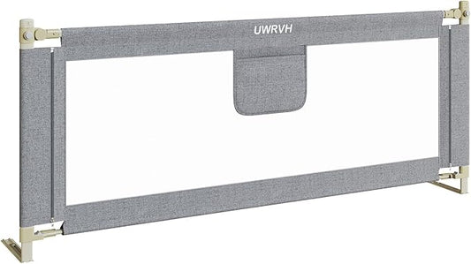 Bed Rails for Toddlers，Toddler Bed Rails，Bed Rail for Baby - Adjustable Height Bed Guard with Child Safety Lock, Universal Fit for King/Full/Twin Beds (Grey, 1 Side 74.8Inch)