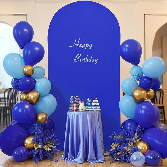 Royal Blue Arch Cover 6FT Spandex Fitted Wedding Arch Stand Covers Round Top Chiara Stretchy Backdrop Cover for Birthday Party Ceremony Banquet Decoration