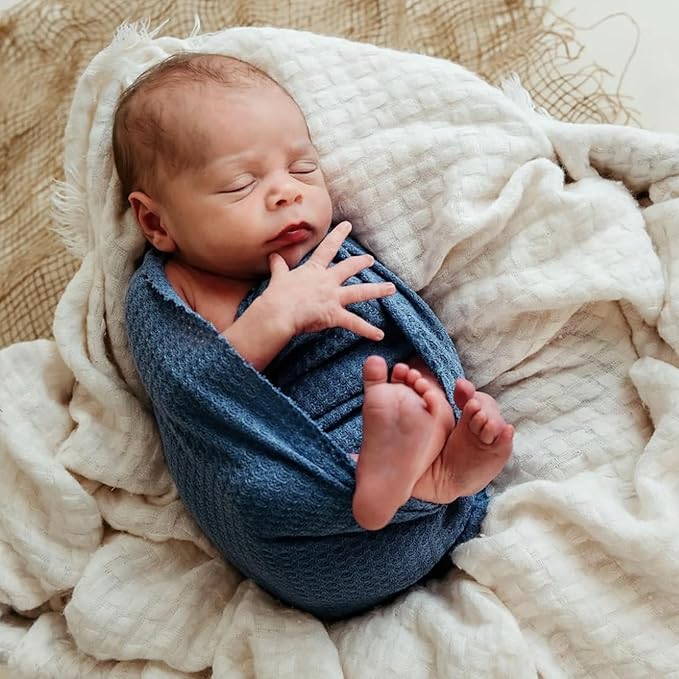 Newborn Photography Props for Baby Boys and Girls Newborn Wraps for Infant Baby Photoshoot Waffle Texture Knit Blanket