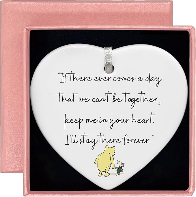 Heart Shaped Christmas Ornament-Best Friends Keepsake-Goodbye Farewell Leaving Gift-Ceramic Plaque Decor-If There Ever Comes a Day Double-Sided Design