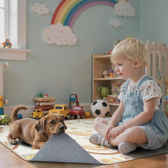 LIVEBOX Soft Kids ABC Rug, Washable Rainbow Rugs for Bedroom, Non Slip Playroom Carpet Cute Alphabet Mat for Preshcool Play Room (Orange,3'x5')