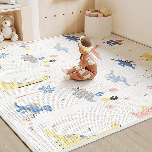 Baby Play Mat Foldable Baby Floor Play Mat X-Large Soft Foam Playmat for Babies Reversible Waterproof Padded Baby Girl Play Mat Portable Thick Crawling Mat for Indoor Outdoor(70"*78"*0.4")