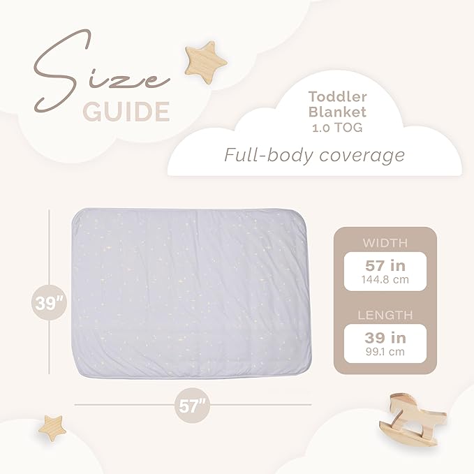 Nyte Nyte Baby - 1.0 TOG Soft Baby Quilted Blanket - Lightweight and Breathable, Ideal for Newborns and Toddlers, 39" x 57", Machine Washable, Fog with Stars