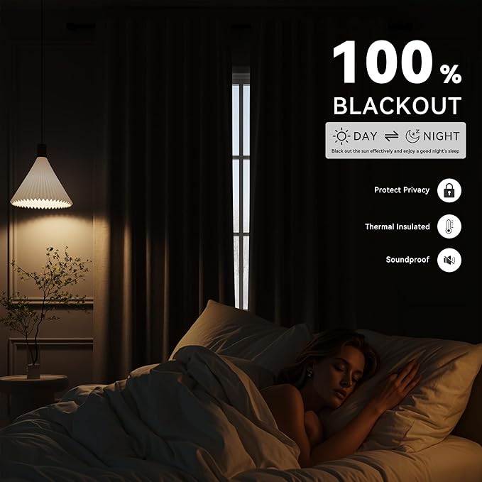 Guken Grey Linen 100% Blackout Curtains for Living Room 96 Inches Long 2 Panels Set Back Tab Textured Modern Light Blocking Privacy Curtains for Room Divider Bedroom Sliding Door Gray 52x96 8Ft