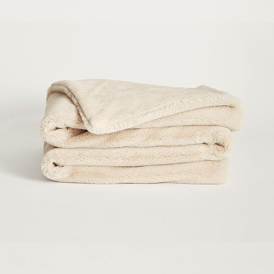 UnHide Lil’ Marsh - Faux Fur Blanket - Durable, Lightweight, Extra Soft Blanket - Machine Washable - Add a Layer of Softness to Any Bed, Couch, or Reading Chair - Beige Bear, Small (50” x 60”)