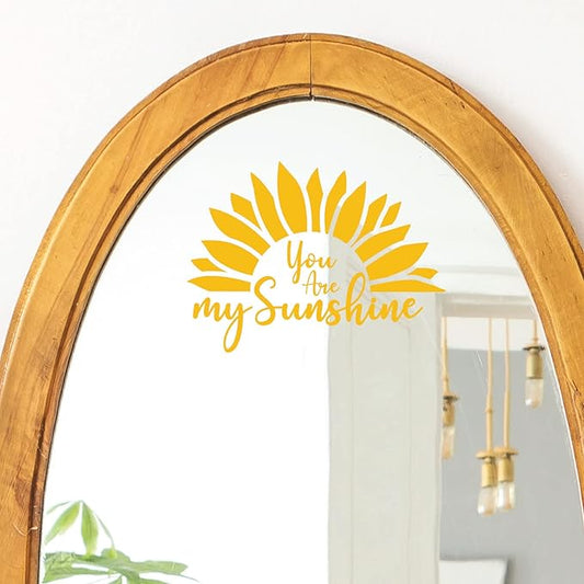 Cheerful Sunflower Wall Decals - Set of 4 Yellow Vinyl Sunflower Stickers for Bathroom Mirror Bedroom Kitchen Dorm Apartment Peel and Stick Home Decor