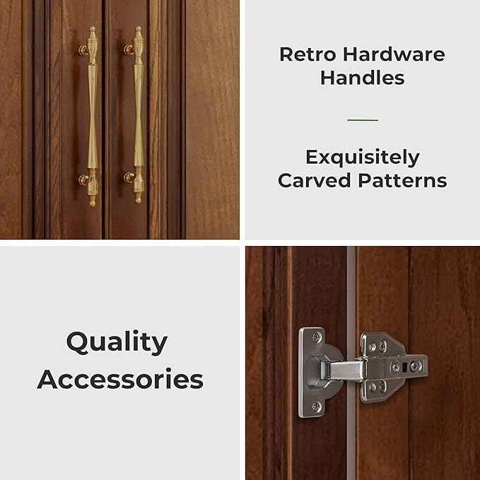 Solid Wood Wardrobe Closet:TemkTuek 70.87" Armoire,Clothing Storage Cabinet with Doors,Shelves and Hanging Rails,Vintage Freestanding,Bedroom,Wood Grain Color(22)