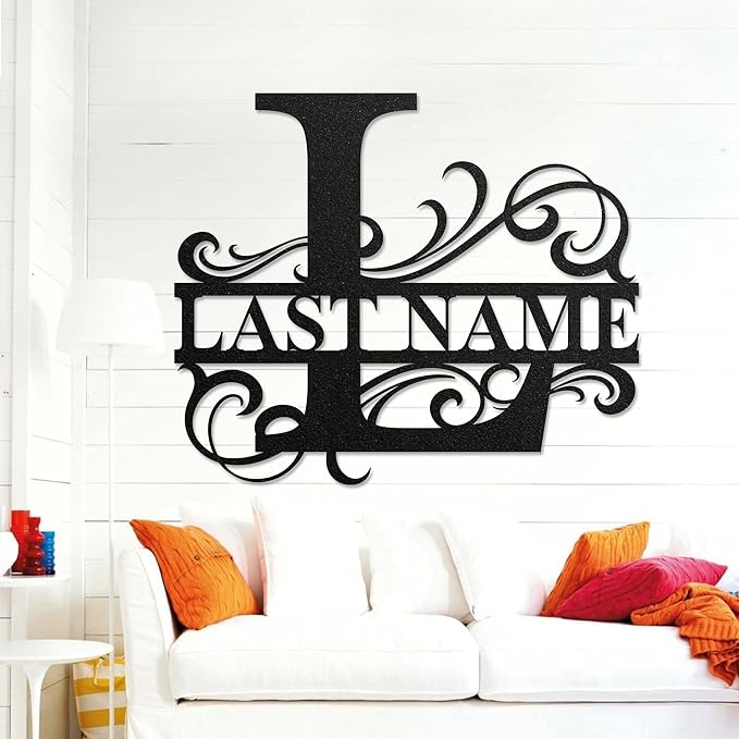 LULLBABYMALL Custom Metal Signs - Last Name Sign, Split Letter Monogram, Letter L, Family Name Wall Art, Outdoor Metal Signs, Personalized Wedding Gift