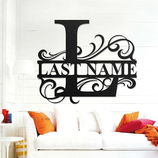 LULLBABYMALL Custom Metal Signs - Last Name Sign, Split Letter Monogram, Letter L, Family Name Wall Art, Outdoor Metal Signs, Personalized Wedding Gift
