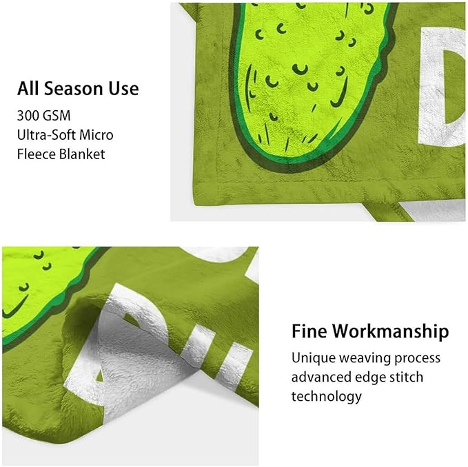 Pickle Throw Blanket for Baby - 30x40 Inches Lap Size - Soft Fluffy Cozy Blankets Gift - Green Funny Blanket Throws for Couch, Work