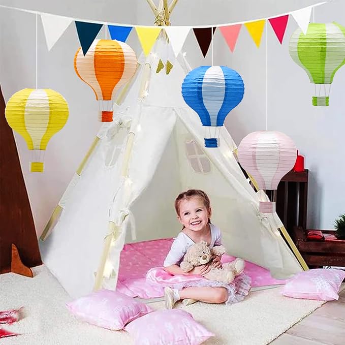 ADLKGG Hanging Hot Air Balloon Paper Lanterns Set Party Decoration Birthday Wedding Christmas Party Decor Gift, 12 inch, Pack of 5 Pieces