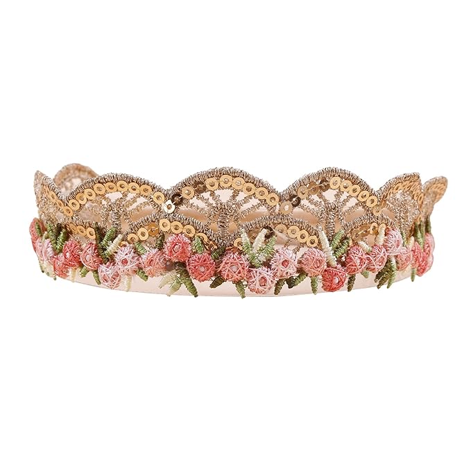 Baby Girl Flower Hair Bows Nylon Headbands, 6PCS Stretchy Soft Floral Hairbands Crown, Handmade Hair Accessories for Newborn Infant Toddler
