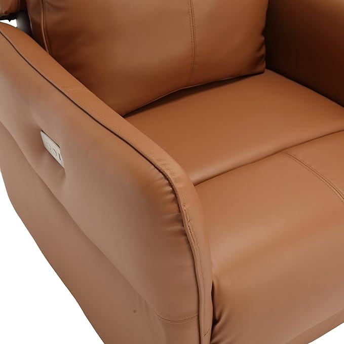 MINCETA Power Recliner Chairs,Modern Upholstered 270 Swivel Nursery Rocker Glider Recliner for Living Room,Set of 2,PU Leather in Brown