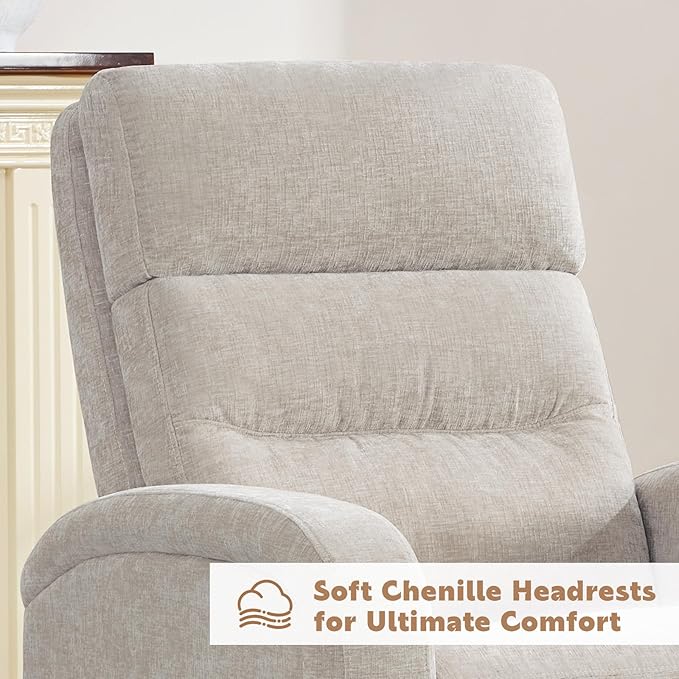 Glider Recliner Nursery Chair, Power Swivel Rocker Recliner with Adjustable Backrest Support, Swivel Rocking Nursery Recliner Chairs with USB and Type-C Ports for Living Room, Chenille Camel