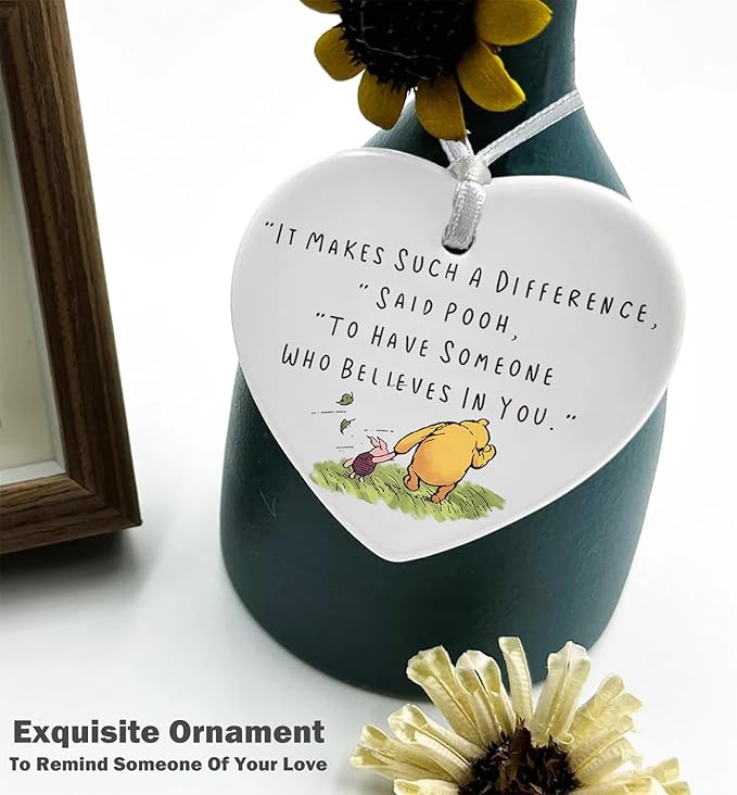 Teacher Mentor Gift-It Makes Such A Difference-Teacher Appreciation Ornament Keepsake for Classroom Educator Instructor-Heart Shaped Christmas Ornament Plaque Décor