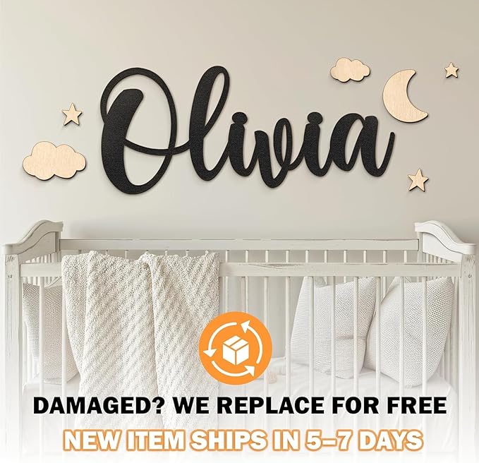 Personalized Wooden Name Sign for Nursery - Custom Name Signs for Kids Room, Personalized Nursery Name Sign - Perfect Baby Room Decoration, Wall Name Decoration & Wedding signs, Family Name Signs