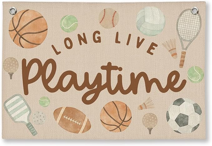 Playroom Wall Decor, Kids Toddler Boy Playroom Bedroom Sport Decor Hanging Linen Banner,Play Room Wall Decor for Kids Boys Nursery, 20x30 Inch