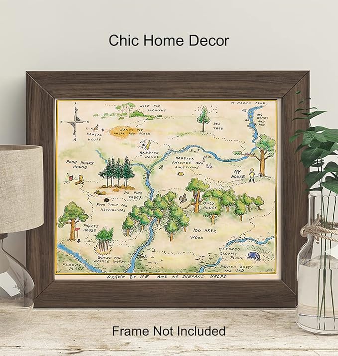 Vintage Nursery Decor - Baby Room Decor - Toddler Room Print - Little Boys Bedroom Picture - Baby shower Decorations - Hundred Acre Wood - Kids Wall Art - Girls decoration