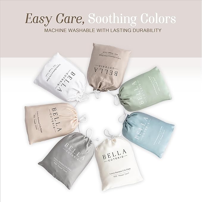 Bella Coterie Luxury Bamboo Viscose Crib Sheet | Organically Grown | Ultra Soft | Cooling for Better Sleep | Deep Pocket Fitted Sheet for Crib & Toddler Mattress | 100% Organically Grown [Dune]