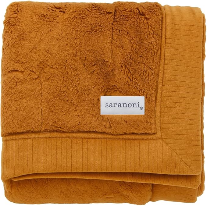 SARANONI Luxury Security Blankets for Babies | Ultra-Soft Lush and Boutique Quality Baby Blanket | Camel, Mini - 15" x 20"