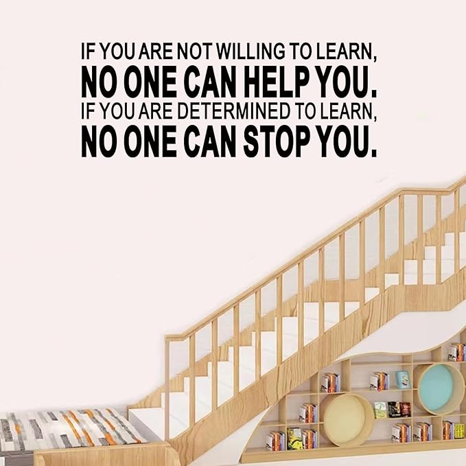 Inspirational Quotes Wall Decals for Office: Motivational Positive Workplace Vinyl Art Wall Stickers - School Classroom Home Wall Decor - If You are Not Willing to Learn 41"X16"