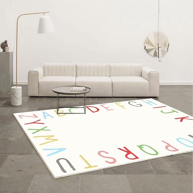 SHIPKEY 4x6 Feet Living Room Rugs, Cartoon Alphabet Nursery Rug for Bedroom, Large Modern Rugs for Children (120x180 cm)